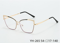 Montures de lunettes optiques oeil de chat en métal pour femmes à la mode Temple Anti-lumière bleue Design Logo personnalisé Lunettes colorées