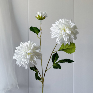 Dahlias en soie de haute qualité à 3 têtes, fleurs de dahlias réalistes, fleurs artificielles pour mariage - Product Image 5