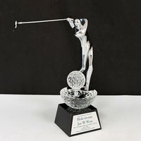 Trophée sportif personnalisé en métal, récompenses pour joueurs de golf, trophée en cristal, plaque de récompense pour le golf