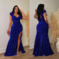 Robe longue licou à paillettes sexy de couleur unie pour femmes de la mode européenne et américaine
