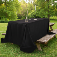 Nappe rectangulaire imperméable de 90x132 pouces en gros d'usine couverture de table noire en polyester lavable pour les événements de fête de mariage