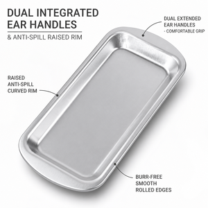 Plateaux de service rectangulaires en acier inoxydable SUS304 de qualité alimentaire avec poignées doubles, finition PVD Or Titane, pour plateaux à snacks et services de table coréens - Product Image 3