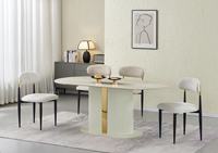 Table basse en pierre de travertin minimaliste blanche avec plateau résistant à la chaleur pour la décoration intérieure