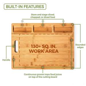 Tabla de cortar de bambú grande, bloque de carnicero, tabla de cortar de madera - Product Image 3