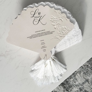 Juego de Tarjetas de Boda de Diseño Vintage Personalizado, con Corte en Forma de Abanico, Borla, RSVP, Menú, Impresión en Cartulina Personalizada, China - Product Image 4
