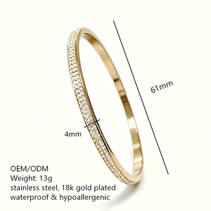 Pulsera <span class=keywords><strong>de</strong></span> Acero Inoxidable <span class=keywords><strong>de</strong></span> 4mm con Doble Hilera <span class=keywords><strong>de</strong></span> Circones, Chapada en Oro PVD <span class=keywords><strong>de</strong></span> 18K, Resistente al Agua, para Mujer, Regalo para Fiestas - Product Image 2