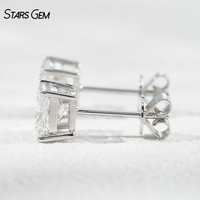 Starsgem Boucles d'oreilles en or massif 18 carats 1.18TCW 4.5x4.5mm carré taille princesse DEF VS Lab Grown Diamond Stud pour cadeau