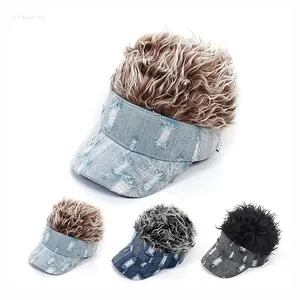 Gorra de visera fresca para niños con pelos con pinchos Moda para niños Divertida peluca desgastada Viseras Street Hip Hop Hat Gorras para niños