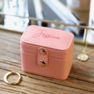Mini PU Leather Ring Box Portable Travel Jewelry Organizer <b>Case</b> with Snap Button <b>Small</b> Jewelry Storage for Rings Earrings - Product Image 5