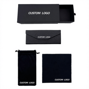 Ensemble de boîtes rectangulaires en PU de luxe avec logo personnalisé pour lunettes de soleil et lunettes de vue, sac d'emballage pour lunettes noir - Product Image 4