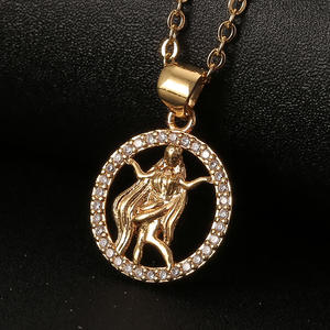 Collar con Colgante de los 12 Signos del Zodiaco Chapado en Oro de 18k, Collar Redondo con Circonita Cúbica para <span class=keywords><strong>Mujer</strong></span> - Product Image 4
