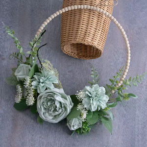 Guirlande de fleurs artificielles réalistes Dahlia Rose Hortensia avec verdure pour porte d'entrée, mur, mariage, Thanksgiving, remise de diplôme - Product Image 6