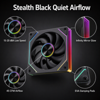 Ventilateur de boîtier PC SNOWMAN OK120-ARGB-BK 120mm Noir ARGB 15-20dBA Silencieux PWM Effet Miroir Infini 5V 3 Broches Synchronisation Vente en Gros