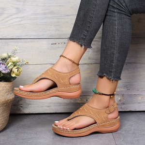 Women <b>Clip</b> Toe Wedge Sandals Adjustable Ankle Buckle Strap Platform Summer Casual Ladies Shoes - Product Image 2