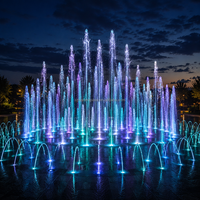 Fontaine interactive commerciale en acier inoxydable pour terrasses, avec jets d'eau dansants à LED et musique, pour places publiques, parcs et piscines