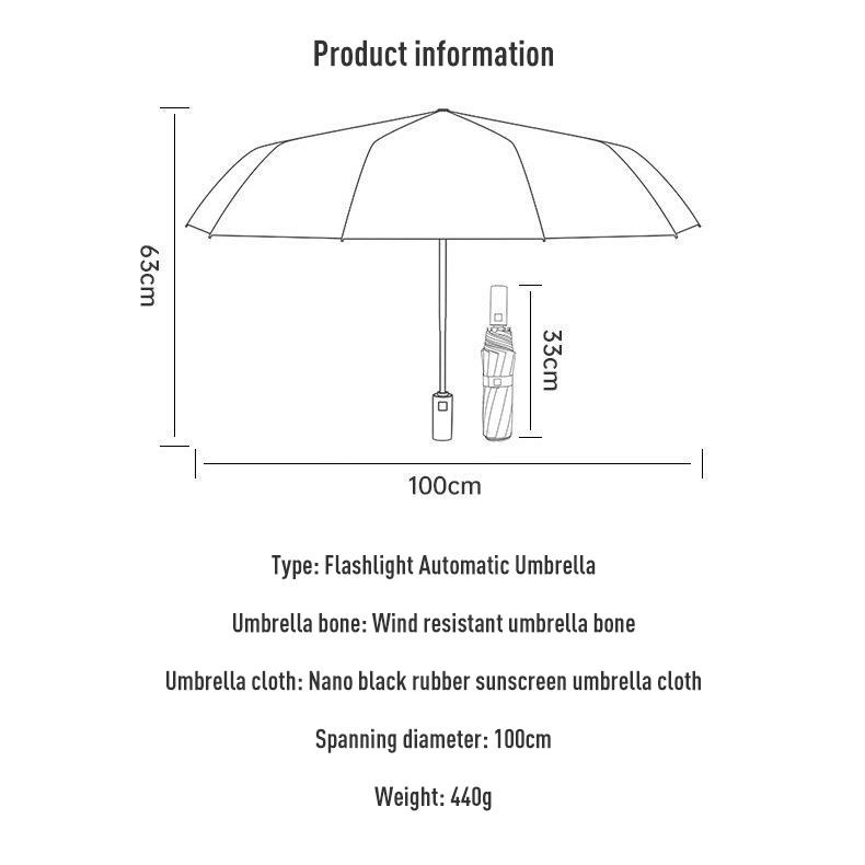 Automatic Reverse Umbrella with LED Flashlight - Image 7