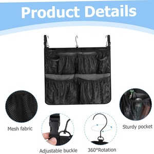 <b>Foldable</b> Mesh Storage <b>Bag</b> For Pool Beach Outdoor Use With 7-9 Pockets Portable Organizer Black Polyester - Product Image 4