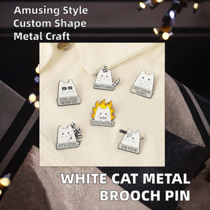 เข็มกลัดรูปแมวสีขาวน่ารัก ป้ายโลหะตลกๆ ตกแต่งเสื้อผ้า กระดุมติดเสื้อ ของตกแต่งที่ไม่เหมือนใคร สำหรับแฟชั่น งานวันเกิด วันชาติ - Product Image 3