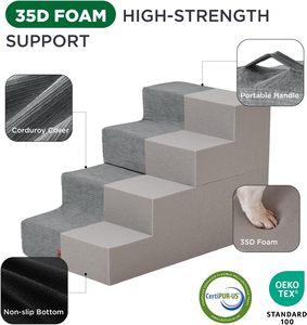 Bajo MOQ Entrega rápida Escaleras para mascotas en ángulo recto extra ancho con fondo antideslizante para cama Escaleras para perros y gatos pequeños - Product Image 4