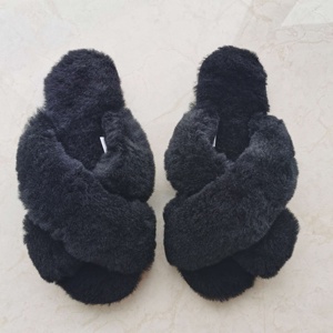 Chanclas clásicas de piel de oveja australiana auténtica para mujer, nueva moda, zapatillas cálidas de invierno de lana esponjosa con suela de EVA con punta abierta - Product Image 6