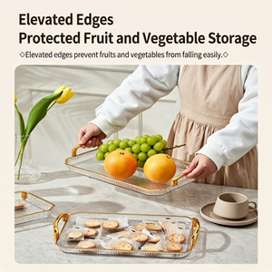 Juego <span class=keywords><strong>de</strong></span> 3 piezas <span class=keywords><strong>de</strong></span> varios tipos, bandeja <span class=keywords><strong>de</strong></span> frutas moderna <span class=keywords><strong>de</strong></span> lujo, ecológica, libre <span class=keywords><strong>de</strong></span> BPA, <span class=keywords><strong>de</strong></span> plástico <span class=keywords><strong>de</strong></span> grado alimenticio, con borde dorado <span class=keywords><strong>y</strong></span> doble asa, plato para aperitivos. - Product Image 3
