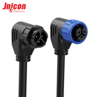 Connecteur étanche M16 à 3 broches surmoulé, 90 degrés, 10A 300V, prise circulaire à verrouillage rapide, ensemble mâle-femelle IP67