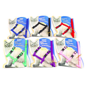 猫、フェレット、ペット用調節可能で通気性のあるポリエステル製チェストハーネスベストとリードセット、11色展開 - Product Image 3