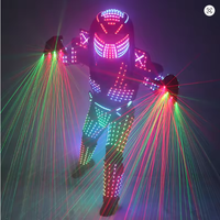 Costume de robot LED polychrome, danseur de scène, lumières rvb, vêtements lumineux LED de performance avec gants laser pour discothèque