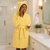 Peignoir de bain en tissu éponge ultra doux et moelleux pour femme, personnalisé avec marque privée, idéal pour le spa et l'hôtel, vente en gros