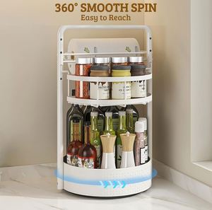 360 Rotating <b>Spice</b> <b>Rack</b> With Paper Towel Holder 2-Tier Countertop Lazy Susan <b>for</b> Seasoning Bottles <b>Jars</b> - Product Image 4