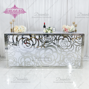 Lüks düğün ziyafet merkezi paslanmaz çelik altın dikdörtgen kokteyl Bar sayacı otel olay için Bar masası - Product Image 2