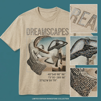 T-shirt personnalisé avec logo B2B, strass, pour homme, style vintage délavé, imprimé graphique, coton épais, streetwear, vente en gros, OEM, scintillant