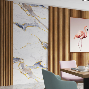 UVコーティング大理石効果<span class=keywords><strong>PVC</strong></span>防水壁パネルプレミアムヴィラリビングルームデコレーション用 - Product Image 2