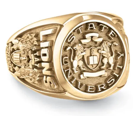 Gold plating custom national high school college university class signet ring stainless steel jewelry