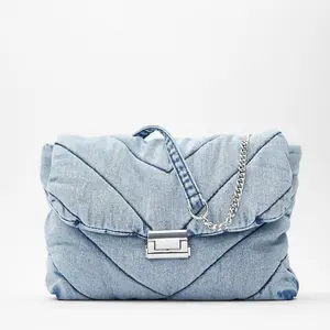 Lingge-Bolso de tela vaquera para mujer, bandolera de hombro, a la moda