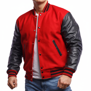 Chaquetas de invierno universitarias de talla grande con logotipo personalizado para hombre, chaqueta de invierno de béisbol lisa con letras en blanco al por mayor para hombre - Product Image 1