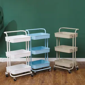 bathroom cart wheels Suppliers-Hot sale Bathroom 3 tier stainless steel shelves trolley utility storage rolling carts kitchen trolley with 4 wheels.
