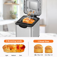 Machine à pain automatique compacte sans gluten, électrique, en acier inoxydable, française/allemande, pour la maison, avec fonction minuterie