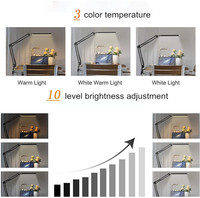 Lampe de bureau LED moderne, simple, réglable et pliable, avec bras articulé professionnel pour manucure, à intensité variable, pour table de salon de manucure