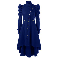 Vente chaude médiéval Vintage col debout coupe ajustée Style britannique mi-long manteau pour femmes