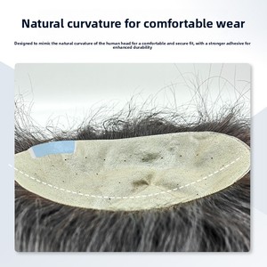 Prothèse capillaire ultra-fine pour hommes, technique de boutonnière tissée à la main, frange invisible, <span class=keywords><strong>cheveux</strong></span> courts dégradés - Product Image 2