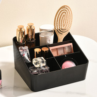 Nouvelle boîte de rangement de bureau rectangulaire Xichen à rayures verticales, design antidérapant à grille, compartiments pour cosmétiques et télécommandes