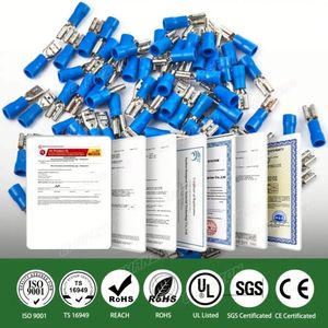 Connecteur de câble électrique isolé femelle 80/100 pièces, 4,8 mm 6,3 mm, sans soudure, à sertir, bornier de câblage rouge bleu jaune 22-10Awg - Product Image 5