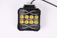 Phare de travail LED Yongyou carré en aluminium 10 lentilles 100W, double clignotant jaune et blanc 12-50V pour moto et véhicule tout-terrain