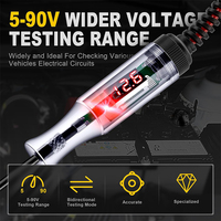 Penguji Lampu Otomatis Dua Arah untuk Mobil/RV/Kendaraan 3-48V 3-80V 5-90V Layar Digital LED Indikator Merah/Hijau Kabel Uji 2M