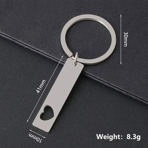 Brand New Hollow Heart Rectangle Stainless Steel <b>Custom</b> Blank <b>Keychain</b> for Gift - Product Image 2