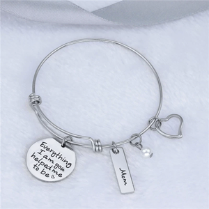 Bracelet ajustable en acier inoxydable avec inscription personnalisée « Tout ce que je suis, tu m'as aidé à devenir », idéal pour les cadeaux de la fête des mères - Product Image 6