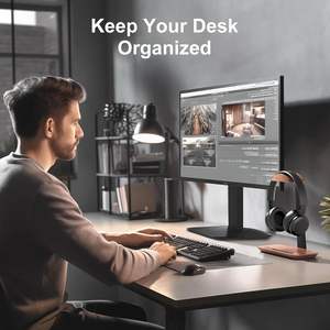 ขาตั้งหูฟังทำจากไม้สำหรับตั้งโต๊ะที่ใส่หูฟังสำหรับเล่นเกมวอลนัทใช้ได้กับ Beats, Razer, <span class=keywords><strong>AKG</strong></span>, airpod MAX, HyperX, SONY PS4 et - Product Image 4