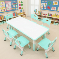 Muebles Escolares para Guardería Infantil, Juego de Mesa y Silla de Estudio Ergonómicos para Niños con Altura Ajustable y Tablero Pintable