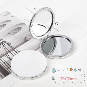 Miroir de poche compact rond classique pliable en cuir PU blanc vierge personnalisable DIY – Cadeaux publicitaires - Product Image 3